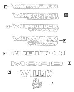Mopar 6GP10CA1AB Front Fender "Wrangler Unlimited Sport" Decal for 18-20 Jeep Wrangler Unlimited JL