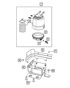 Mopar 68436631AA Fuel/Water Separator Filter Kit for 19-22  Jeep Wrangler & Gladiator JT with 3.0L V6 - Diesel