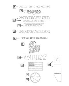 Mopar 6AG93RXFAA Front Fender " Wrangler" Decal for 16-17 Jeep Wrangler JK