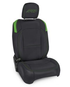 Front Seat Covers for Jeep Wrangler JLU, 4 door; Jeep Gladiator JT; with Pocket Back (Pair) - Black and Green