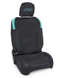 Front Seat Covers for Jeep Wrangler JL, 2 door; with Pocket Back (Pair) - Black and Teal