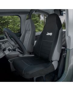 Plasticolor 008708R01 Jeep Logo Sideless Neoprene Front Seat Cover for Jeep Vehicles with High Back Bucket Seats