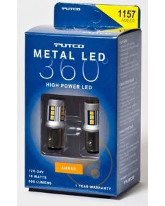 Putco 341157A-360 Metal 360 LED 1157 Amber Front Turn Signal Lamp Bulbs for 97-06 Jeep Wrangler TJ