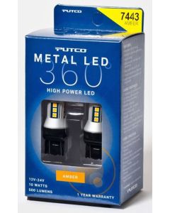 Putco 347443A-360 Metal 360 LED 7443 Amber Front Turn Signal Lamp Bulbs for 18-21 Jeep Wrangler JL & JT