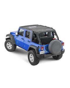 Quadratec Jeep Logo Freedom Mesh Bimini Plus Black JKU 4 Door