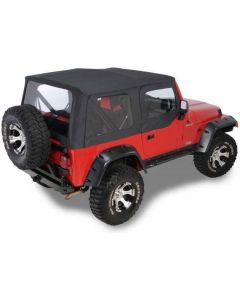 QuadraTop Replacement Soft Top with Upper Doors & Clear Windows for 97-06 Jeep Wrangler TJ
