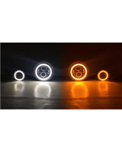 Quake LED QTE968 Headlights & Fog Lights with White DRL Halo & Amber Turn Signals for 07-18 Jeep Wrangler JK