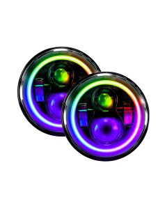 Quake LED QTE902 Tempest Halo RGB 7" LED Headlight Kit for Jeep Wrangler JK, TJ & CJ