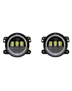 Quake LED QTE905 Tempest Halo RGB 4" LED Fog Lights for 07-18 Jeep Wrangler JK