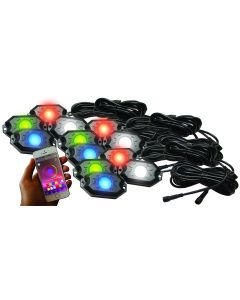 12-POD RGBW Hi-Power Rock Light Complete Kit with Bluetooth APP controls  in Retail Box