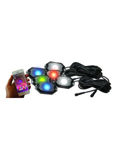 6-POD RGBW Hi-Power Rock Light Complete Kit with Bluetooth APP controls  in Retail Box