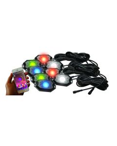8-POD RGBW Hi-Power Rock Light Complete Kit with Bluetooth APP controls  in Retail Box