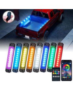 Race Sport Lighting RSCS8PRGB Super Bright 8 POD RGB Multi-Color Bed Rail Kit or Interior and Exterior LED Light System for 20-25 Jeep Gladiator JT