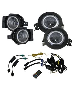 Race Sport Lighting 9in Adapted Headlight & 4in Foglight ColorSMART Combo Complete RGB Multi-Color Kit for 18-25 Jeep Wrangler JL & Gladiator JT
