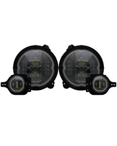 9 inch LED RGBW Headlights & Fog Light Combo Kit For 2018+ Jeep JL And JT Race Sport Lighting