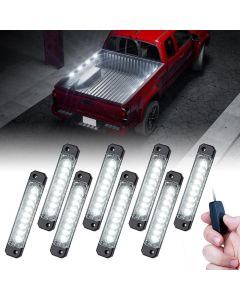 Race Sport Lighting RSBRW 8-Pod LED Bed Rail Lighting Complete System  for 20-25 Jeep Gladiator JT