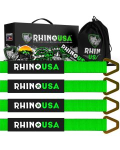 RHINO USA AXLE TIE DOWN STRAPS (4-PACK) 2" X 38" - GREEN