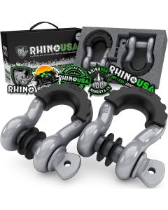 RHINO USA 3/4" D-RING SHACKLE SET (2-PACK)(GRAY)