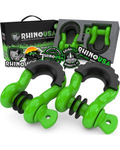 RHINO USA 3/4" D-RING SHACKLE SET (2-PACK)(GREEN)