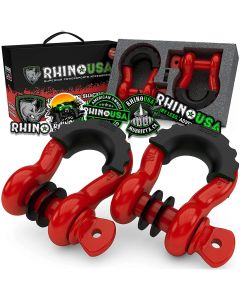 RHINO USA 3/4" D-RING SHACKLE SET (2-PACK)(RED)