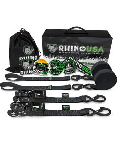 1.6" X 8' RHINO USA HEAVY DUTY RATCHET TIE-DOWNS 2-PACK (BLACK)