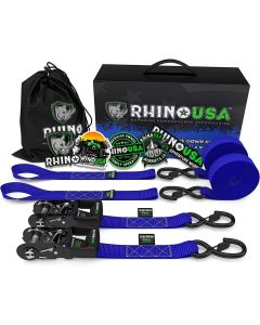 1.6" X 8' RHINO USA HEAVY DUTY RATCHET TIE-DOWNS 2-PACK (BLUE)