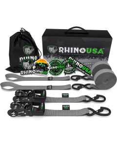 1.6" X 8' RHINO USA HEAVY DUTY RATCHET TIE-DOWNS 2-PACK (GRAY)