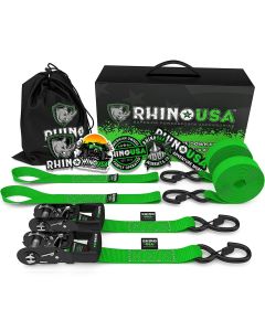 1.6" X 8' RHINO USA HEAVY DUTY RATCHET TIE-DOWNS 2-PACK (GREEN)