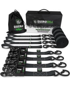 Rhino USA  1.6" x 15' Heavy Duty Ratchet Tie-Down - 4-Pack 