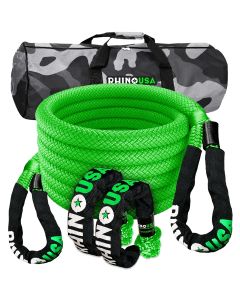 RHINO USA 7/8" X 30' KINETIC ROPE RECOVERY KIT W/SOFT SHACKLES (GREEN)