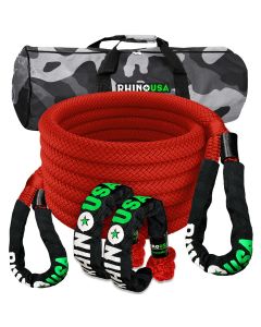 RHINO USA 7/8" X 30' KINETIC ROPE RECOVERY KIT W/SOFT SHACKLES (RED)