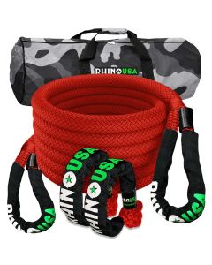 RHINO USA 7/8" X 30' KINETIC ROPE RECOVERY KIT W/SOFT SHACKLES (RED)