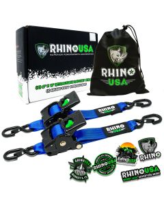 RHINO USA RETRACTABLE RATCHET STRAPS (2PK 2INX10FT) BLUE