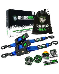 RHINO USA RETRACTABLE RATCHET STRAPS (2PK 2INX10FT) BLUE