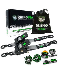RHINO USA RETRACTABLE RATCHET STRAPS (2PK 2INX10FT) GRAY