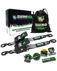 RHINO USA RETRACTABLE RATCHET STRAPS (2PK 2INX10FT) GRAY