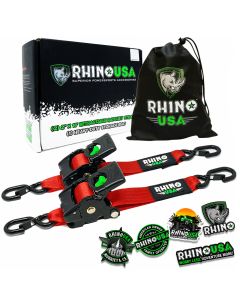 RHINO USA RETRACTABLE RATCHET STRAPS (2PK 2INX10FT) RED