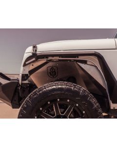 Road Armor 507LFF0Z Stealth Body Armor Inner Front Fender Liners for 07-18 Jeep Wrangler JK - Bare Stainless Steel