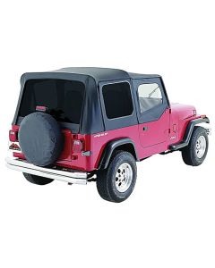 Crown Automotive RT10015T Replacement Soft Top in Black Denim with Tinted Windows for 88-95 Jeep Wrangler YJ with Half Steel Doors