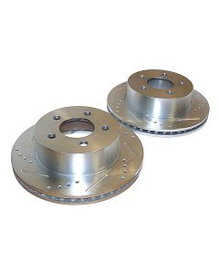 Crown Automotive RT31001 Drilled and Slotted Front Brake Rotor Set for 99-06 Jeep Wrangler TJ, Unlimited and Cherokee XJ