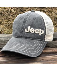 Jeep Merchandise  Jeep Logo Garment Washed Trucker Hats 