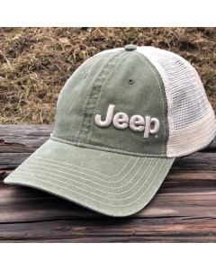 JEEP GARMENT WASHED TRUCK HAT DRAB GRN