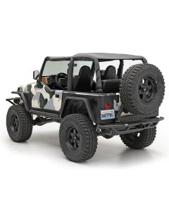 Smittybilt  Rear SRC Bumper with 2" Receiver & Swing Away Tire Carrier in Textured Black for 87-06 Jeep Wrangler YJ, TJ, & TJ Unlimited