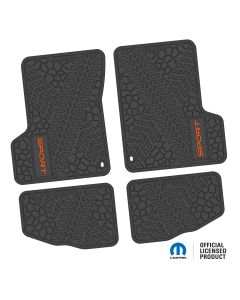 NGTT44044973- 03-06 JEEP TJ/LJ 2DR Front and Rear- Tire Tread/Scorched Earth Scene w/ SPORT Insert - Black w/ Orange Insert
