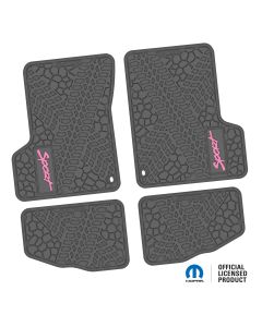 NGTT44045874- 97-02 JEEP TJ 2DR Front and Rear- Tire Tread/Scorched Earth Scene w/ SPORT Insert - Gray w/ Pink Insert