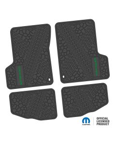 NGTT44046965- 97-06 JEEP TJ/LJ 2DR Front and Rear- Tire Tread/Scorched Earth Scene w/ WRANGLER Insert - Black w/ Green Insert