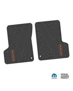 NGTT43046973- 97-06 JEEP TJ/LJ 2DR Front- Tire Tread/Scorched Earth Scene w/ WRANGLER Insert - Black w/ Orange Insert