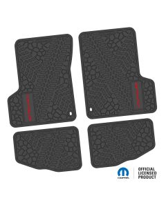 NGTT44046977- 97-06 JEEP TJ/LJ 2DR Front and Rear- Tire Tread/Scorched Earth Scene w/ WRANGLER Insert - Black w/ Red Insert