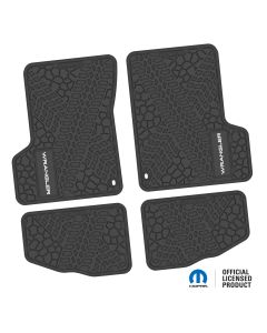 NGTT44046948- 97-06 JEEP TJ/LJ 2DR Front and Rear- Tire Tread/Scorched Earth Scene w/ WRANGLER Insert - Black w/ White Insert