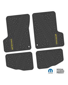NGTT44046950- 97-06 JEEP TJ/LJ 2DR Front and Rear- Tire Tread/Scorched Earth Scene w/ WRANGLER Insert - Black w/ Yellow Insert